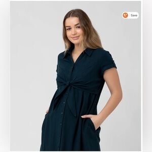 Ripe Maternity Colette Tie Up Linen Dress